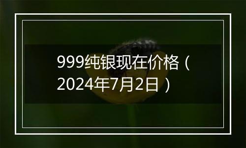 999纯银现在价格(2024年7月2日)