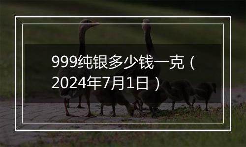999纯银多少钱一克(2024年7月1日)