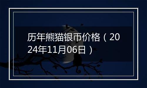 历年熊猫银币价格(2024年11月06日)