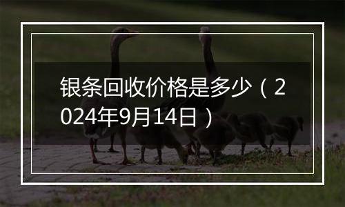 银条回收价格是多少（2024年9月14日）