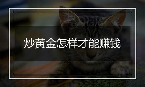 炒黄金怎样才能赚钱