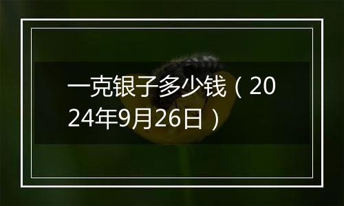 一克银子多少钱(2024年9月26日)