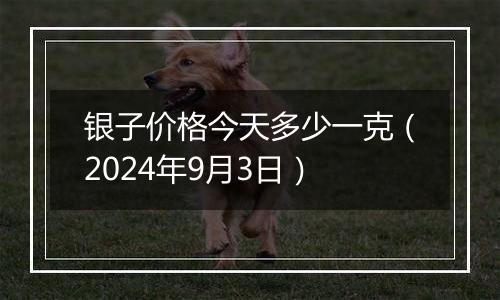 银子价格今天多少一克(2024年9月3日)