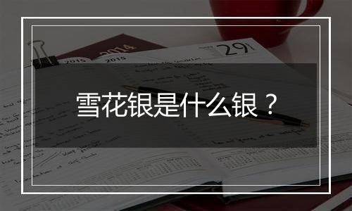 雪花银是什么银?