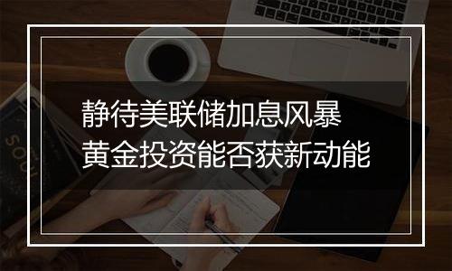静待美联储加息风暴 黄金投资能否获新动能