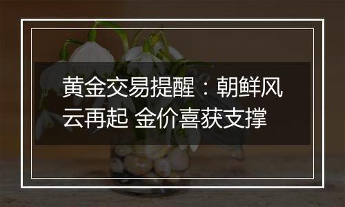 黄金交易提醒：朝鲜风云再起 金价喜获支撑