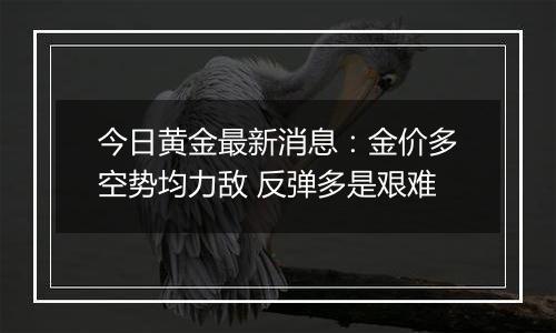 今日黄金最新消息:金价多空势均力敌 反弹多是艰难