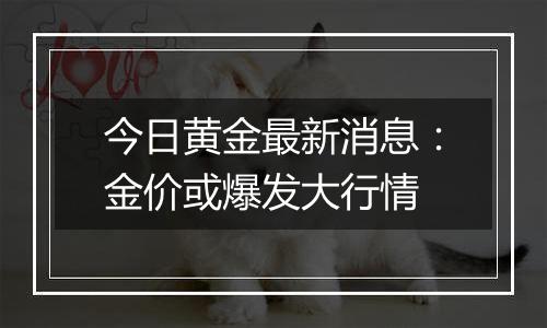 今日黄金最新消息：金价或爆发大行情