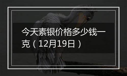 今天素银价格多少钱一克(12月19日)