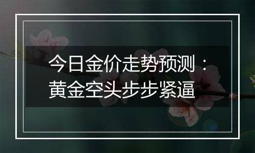 今日金价走势预测：黄金空头步步紧逼