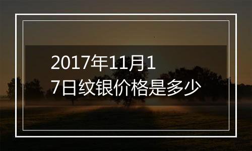 2017年11月17日纹银价格是多少