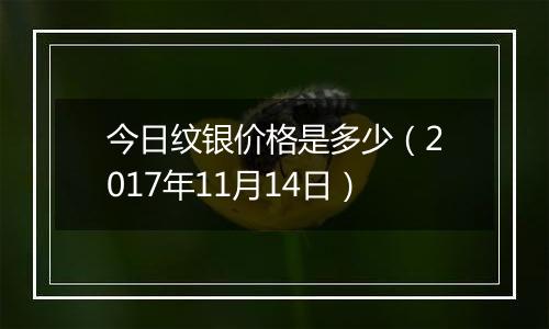 今日纹银价格是多少（2017年11月14日）