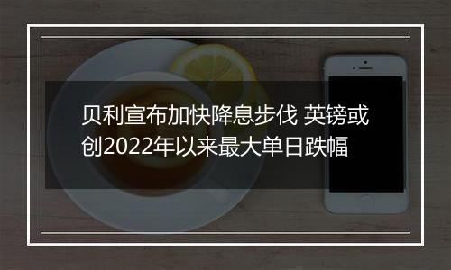 贝利宣布加快降息步伐 英镑或创2022年以来最大单日跌幅