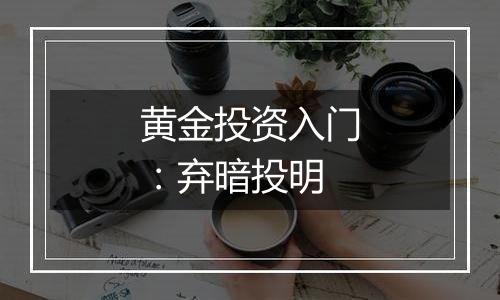 黄金投资入门：弃暗投明