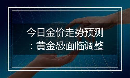 今日金价走势预测：黄金恐面临调整