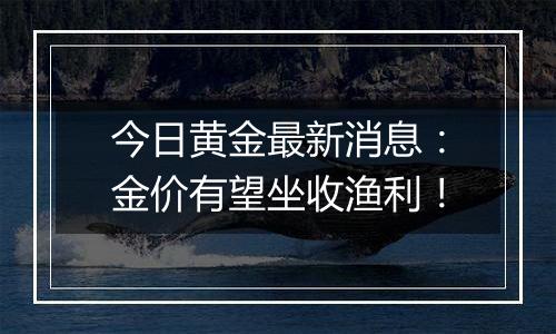 今日黄金最新消息：金价有望坐收渔利！