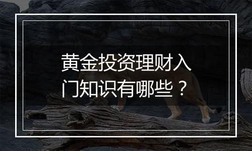 黄金投资理财入门知识有哪些?