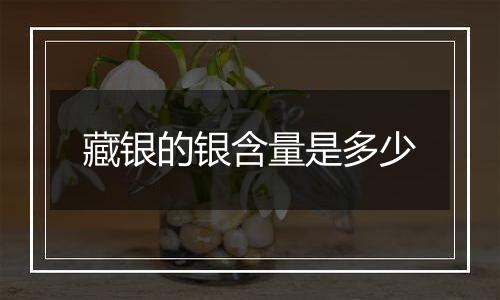 藏银的银含量是多少