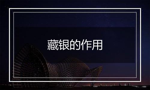 藏银的作用