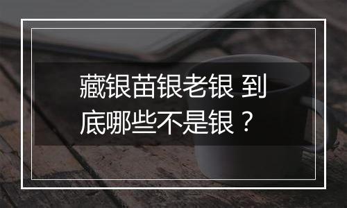 藏银苗银老银 到底哪些不是银?