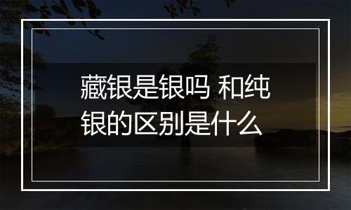 藏银是银吗 和纯银的区别是什么