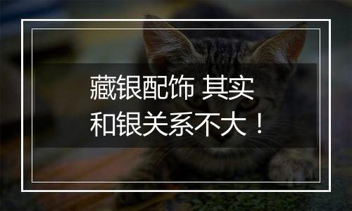 藏银配饰 其实和银关系不大!