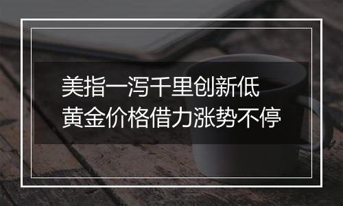 美指一泻千里创新低 黄金价格借力涨势不停