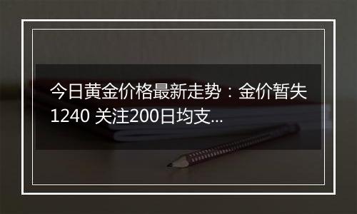 今日黄金价格最新走势:金价暂失1240 关注200日均支撑