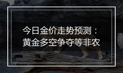 今日金价走势预测:黄金多空争夺等非农