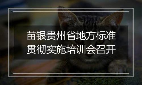 苗银贵州省地方标准贯彻实施培训会召开