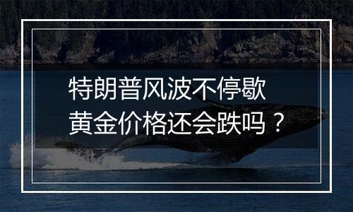 特朗普风波不停歇 黄金价格还会跌吗?