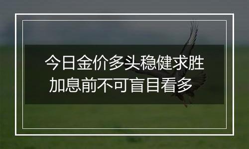 今日金价多头稳健求胜 加息前不可盲目看多