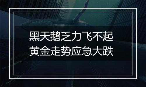 黑天鹅乏力飞不起 黄金走势应急大跌