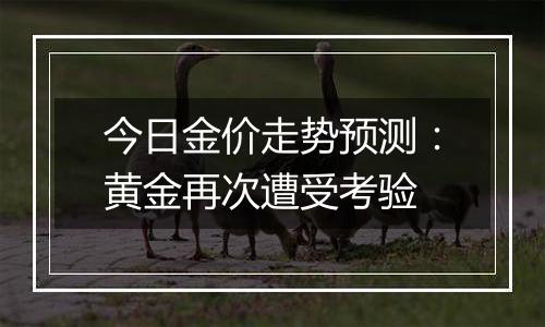 今日金价走势预测:黄金再次遭受考验