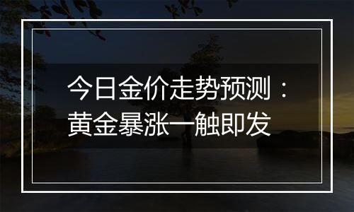 今日金价走势预测:黄金暴涨一触即发