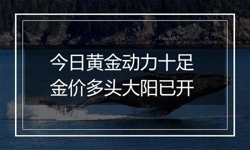 今日黄金动力十足 金价多头大阳已开