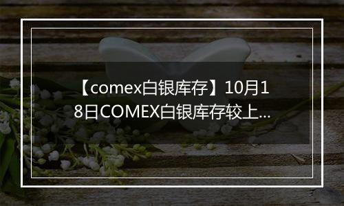 【comex白银库存】10月18日COMEX白银库存较上一日增持37.37吨