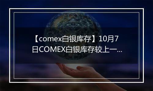 【comex白银库存】10月7日COMEX白银库存较上一日减持22.41吨