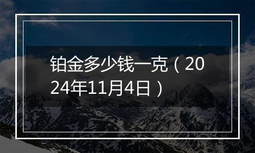 铂金多少钱一克(2024年11月4日)