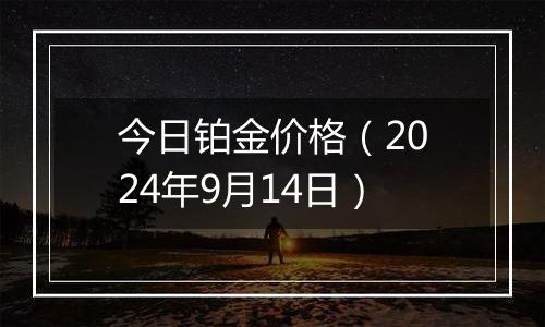 今日铂金价格(2024年9月14日)