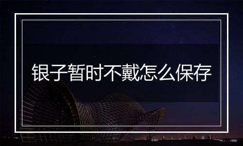 银子暂时不戴怎么保存