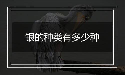 银的种类有多少种