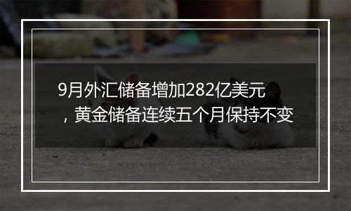 9月外汇储备增加282亿美元,黄金储备连续五个月保持不变