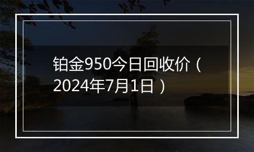 铂金950今日回收价（2024年7月1日）