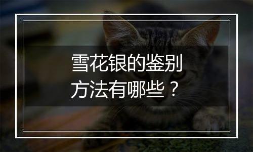 雪花银的鉴别方法有哪些?