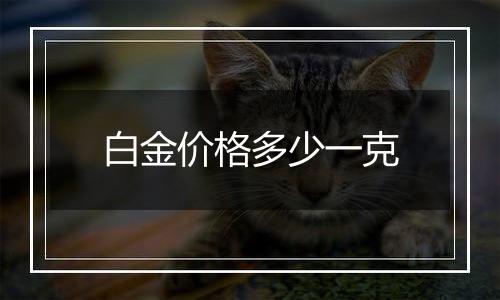 白金价格多少一克