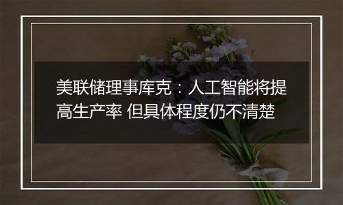 美联储理事库克:人工智能将提高生产率 但具体程度仍不清楚