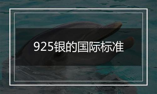925银的国际标准