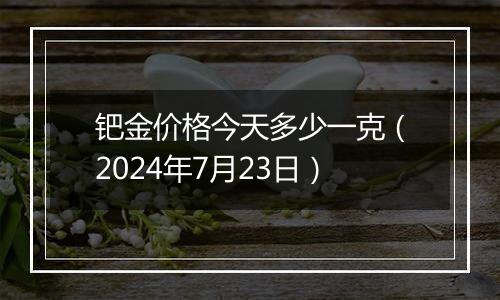 钯金价格今天多少一克（2024年7月23日）