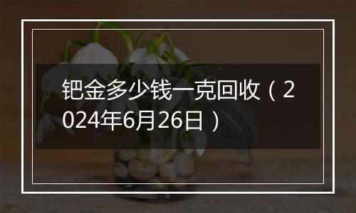 钯金多少钱一克回收(2024年6月26日)